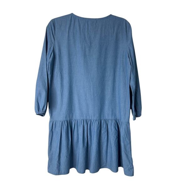 J J's Fairyland Dress Size Small Chambray Embroidered Tassle Tie Prairie Cottage - Picture 5 of 10